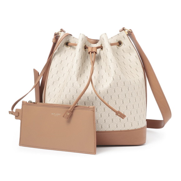 Saint Laurent Le Leather Beige Bag Bucket Monogramme - Picture 1 of 11